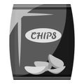 Packing with chips icon, gray monochrome style