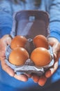 Packing eggs Royalty Free Stock Photo