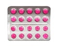 Packing large round pink pills