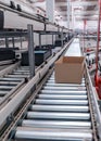 packing line in a logistics warehouse. conveyor belt in a modern production line Royalty Free Stock Photo