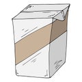 Vector illustration of a package of juice or milk. Packing for liquid products. Hand drawn
