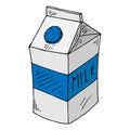 Vector illustration of a package of juice or milk. Packing for liquid products. Hand drawn