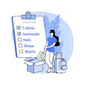 Packing list isolated cartoon vector illustrations.