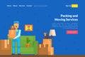 Packing and Moving Services Landing Page Template, Relocation, Delivery and Move Website, Mobile App, Homepage Vector