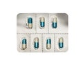Packing oval blue pills, tablets Royalty Free Stock Photo
