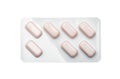 Packing oval, rectangular orange pills, tablets