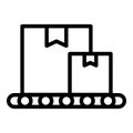 Packing process icon outline vector. Assembly conveyor