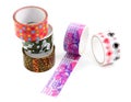 Packing tape with print. Masking tape for gift wrapping. A set of colored packing tape with a decorative print.