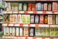 Packing of tea on supermarket shelves