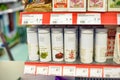 Packing of tea on supermarket shelves