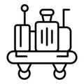 Packing trolley icon outline vector. Suitcase cart