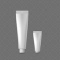 Realistic Tubes. Packing White Cosmetics or Medicines products Isolated on transparent background.