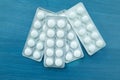 Packings of white pills of medicines Royalty Free Stock Photo