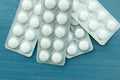 Packings of white pills of medicines Royalty Free Stock Photo