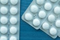 Packings of white pills of medicines Royalty Free Stock Photo