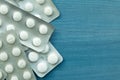 Packings of white pills of medicines Royalty Free Stock Photo