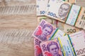Packs of hryvnia on the table. Financial concept