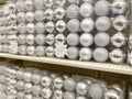 Rows of Silver Ornament Packs Royalty Free Stock Photo