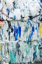 Packs and Stocks of Wrapped Scrap Plastic Dedicated for Eco Recycling in front of a Recycling Factory Royalty Free Stock Photo