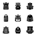 Packsack icons set, simple style