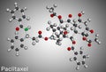 Paclitaxel, PTX molecule. It is taxoid chemotherapeutic agent used for treatment of carcinoma of the ovary, breast and lung cancer