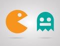 Pacman, ghosts, 8bit retro color game icons set Royalty Free Stock Photo