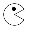 Pacman icon black button old symbol. Vector character