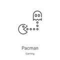 pacman icon vector from gaming collection. Thin line pacman outline icon vector illustration. Linear symbol for use on web and