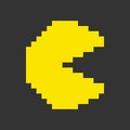 Pacman pixel. Classic video game character.