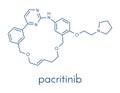 Pacritinib cancer drug molecule. Skeletal formula.