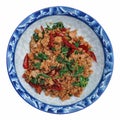 Pad Kaphrao is Stirred and fried pork with holy basil and chilies served on steamed rice. Royalty Free Stock Photo