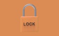 pad lock orange padlock with word \