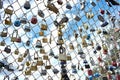 Pad locks on chain link fence Royalty Free Stock Photo