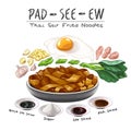 Pad See Ew Thai Stir Fried Noodles street food recipe ingredient Royalty Free Stock Photo
