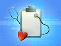 Pad, stethoscope and heart Royalty Free Stock Photo