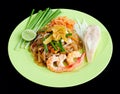 Shrimps Pad Thai a Thai popular food menu isolated