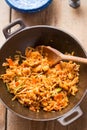 Pad thai chicken with vegetables and nuts Royalty Free Stock Photo