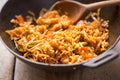 Pad thai chicken with vegetables and nuts. Royalty Free Stock Photo