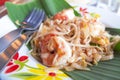 Pad Thai fresh shrimp Royalty Free Stock Photo