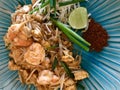 Pad Thai Goong Sod Fried Rice Sticks with Shrimp Royalty Free Stock Photo