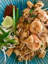 Pad Thai Goong Sod Fried Rice Sticks with Shrimp Royalty Free Stock Photo