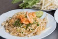 Pad Thai Goong Sod (Fried Rice Sticks with Shrimp) thai food