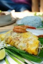 pad thai kung sod, popular noodle of thailand with shrimp