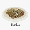 Pad thai, or phad thai traditional Thai dish. Thai stir-fry, stir-fried rice noodle dish Royalty Free Stock Photo