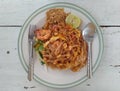 Pad Thai in a plate on the table Royalty Free Stock Photo