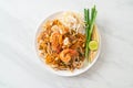 Pad Thai Seafood - Stir fried noodles with shrimps, squid or octopus and tofu Royalty Free Stock Photo