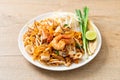 Pad Thai Seafood - Stir fried noodles with shrimps, squid or octopus and tofu Royalty Free Stock Photo