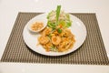 Pad Thai Stir-Fried Rice Noodle with Shrimp. Royalty Free Stock Photo