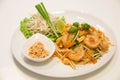 Pad Thai Stir-Fried Rice Noodle with Shrimp Royalty Free Stock Photo