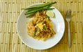 Pad Thai stir fried rice noodles with dry shrimp and egg on plate Royalty Free Stock Photo